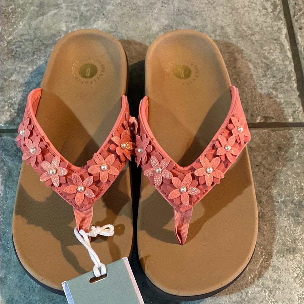 Revitalign Women's Pink Floral Sandals - Picture 2 of 10